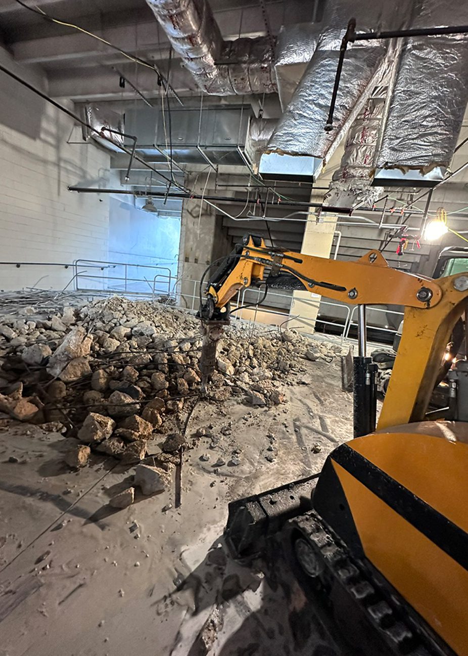 Robotic Demolition inside stadium