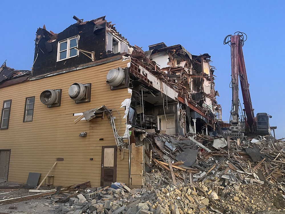 Demolition in Ocean City, Maryland of the Beach Plaza Hotel