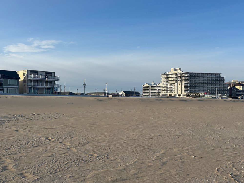 Former site of the Beach Plaza Hotel in Ocean City, Maryland from the sand after demolition