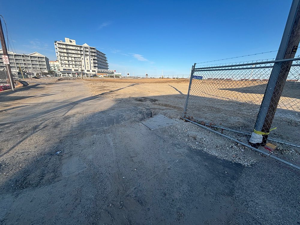 Cleared demolition site at the former Beach Plaza Hotel in Ocean City, Maryland