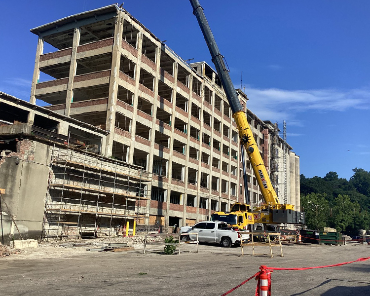 Building Exterior 2 Historic Mill Demolition in progress in Ellicott City Maryland