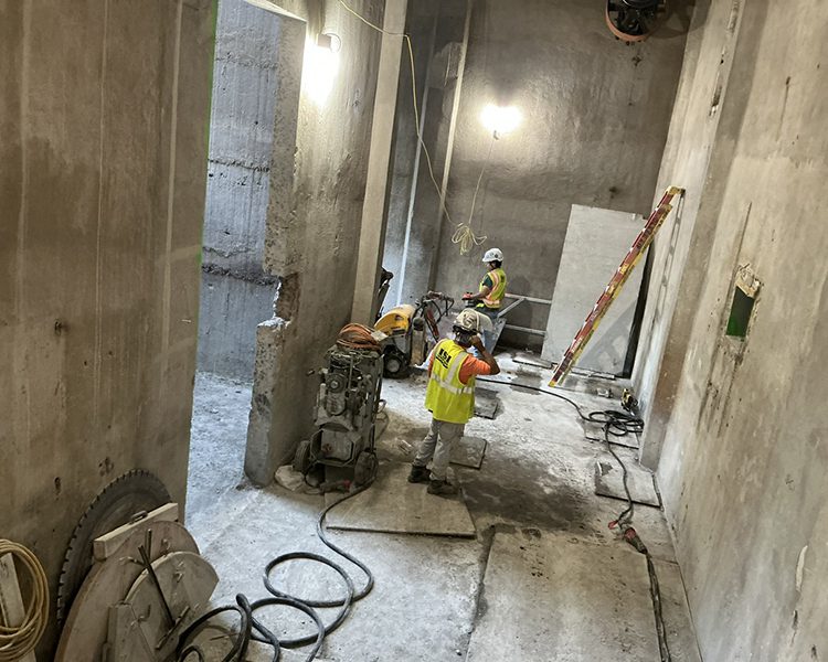 Interior Demolition Saw Cutting Interior Demolition at the historic mill