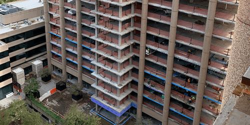 Demolition of a high-rise building