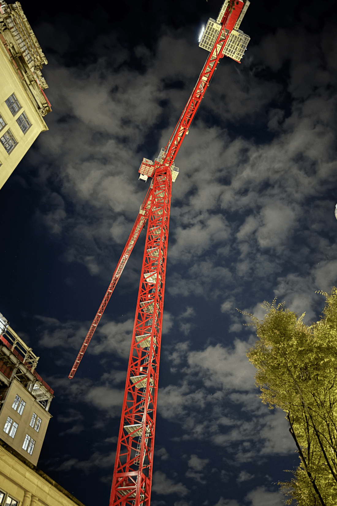 Crane working at night
