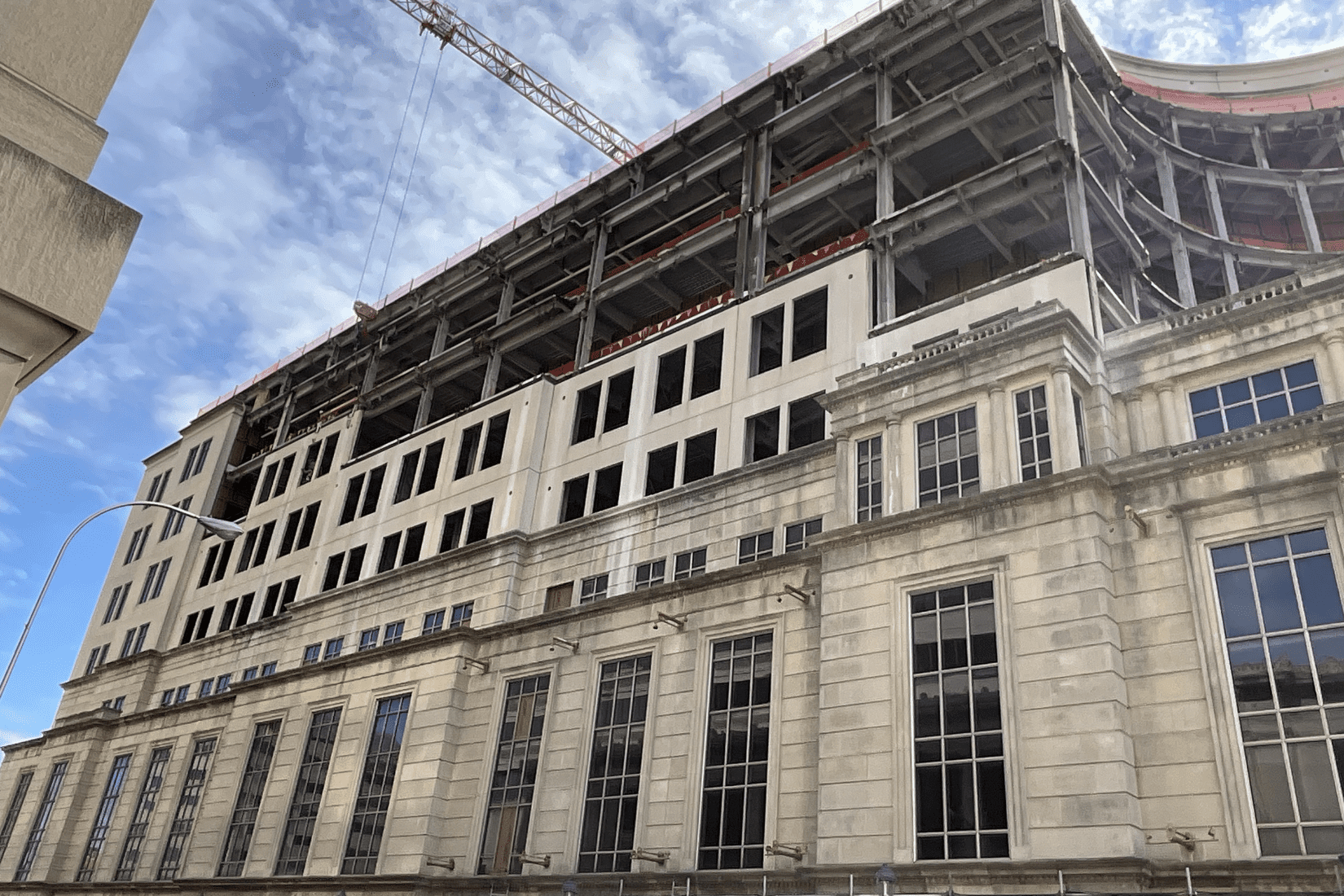 Demolition underway at an old office building in Willmington, DE