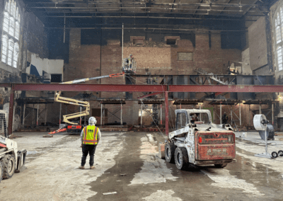 Crews doing interior demolition of a Baltimore City School