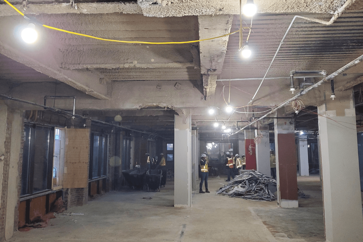 Office space being demolished prior to reconstruction