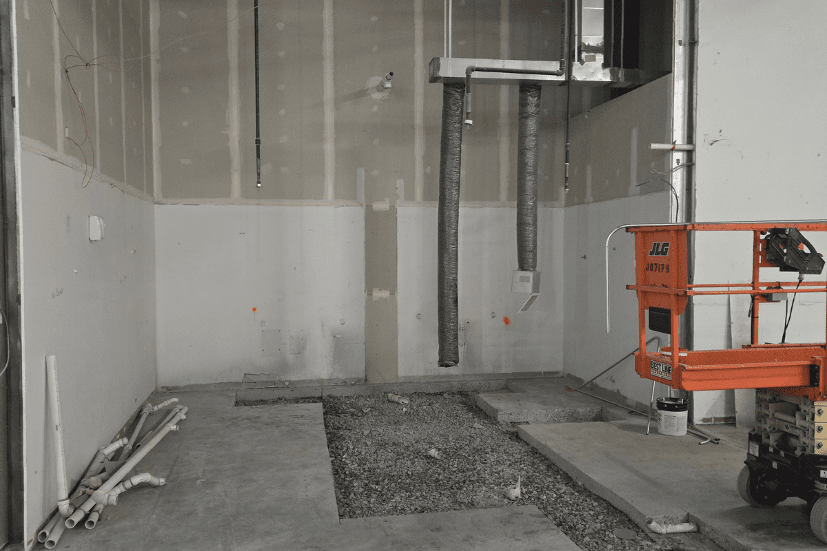Concrete cut to access MEP systems below the surface during demolition