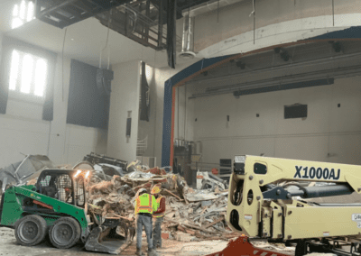 Demolition in progress during the modernization of aging school buildings in Baltimore