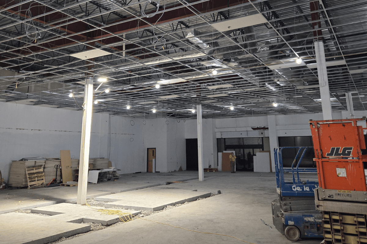A retail space during demolition