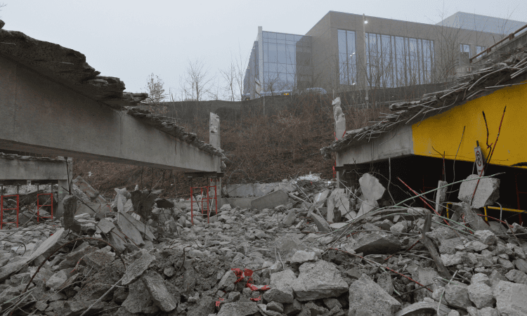 concrete was crushed onsite