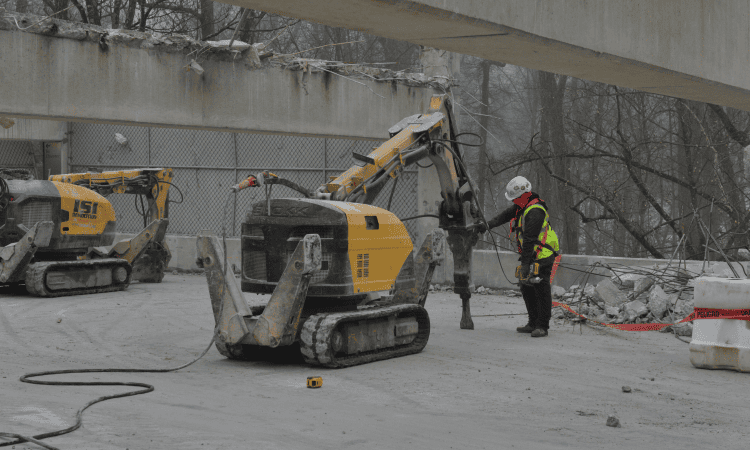 crews using robotic demolition equipment safely