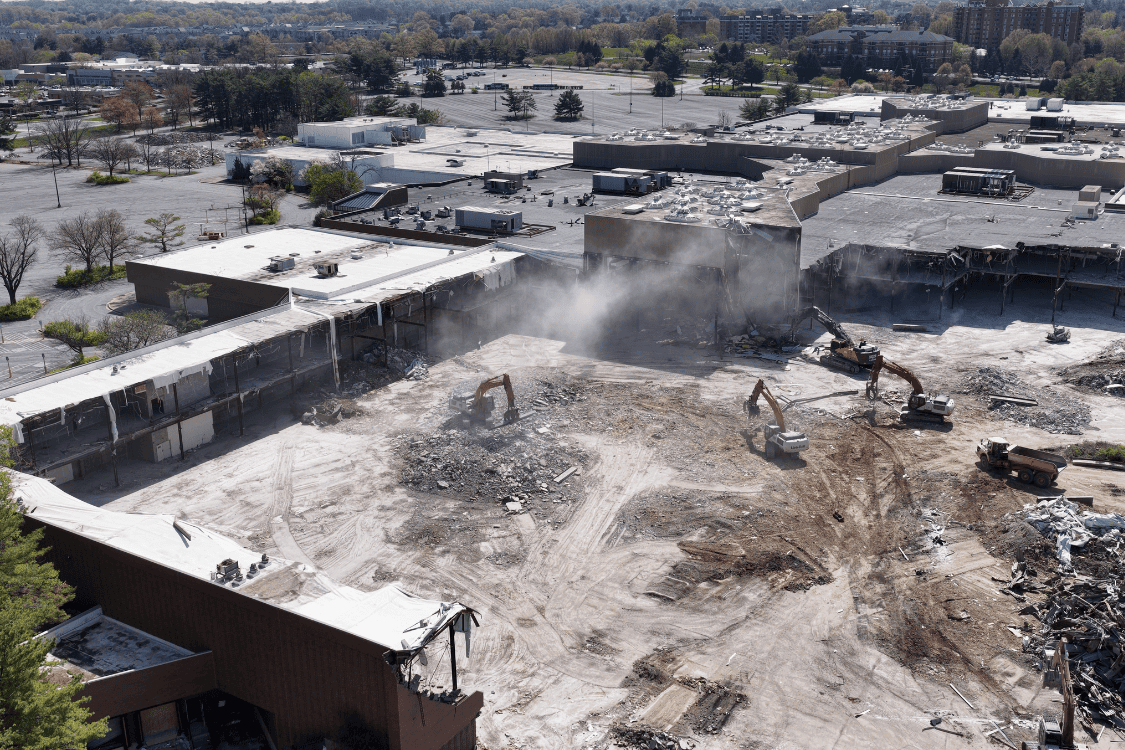 Excavators during demolition