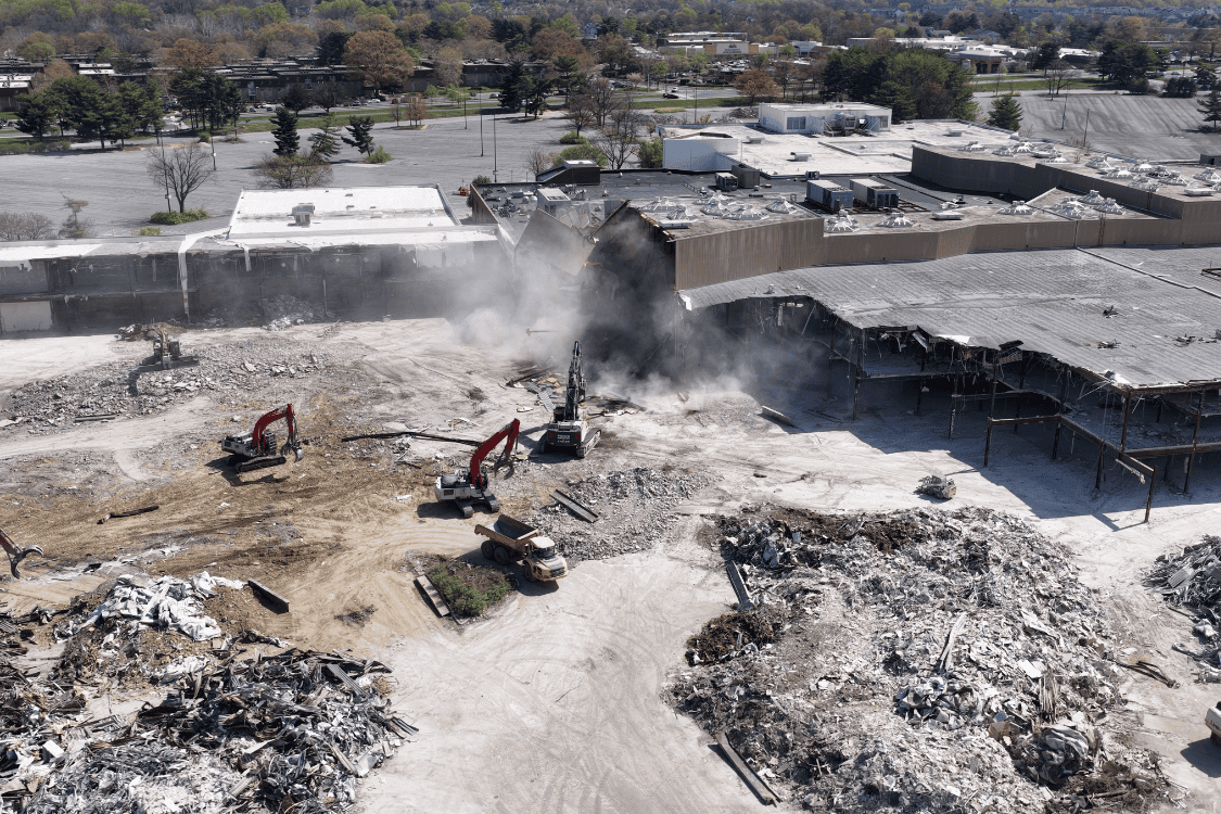 materials being sorted during demolition