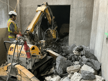 Robotic demolition through a narrow doorway